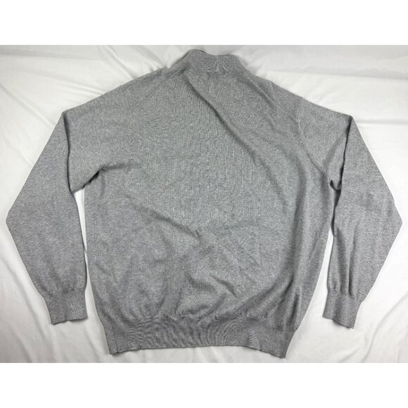 Peter Millar Men's Grey Cotton Silk Blend Crest Quarter-Zip Pullover Sweater XL - Picture 2 of 7